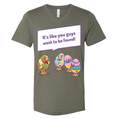 Easter Egg Hunt Funny Camo Eggs Want To Be Found V-Neck T-Shirt