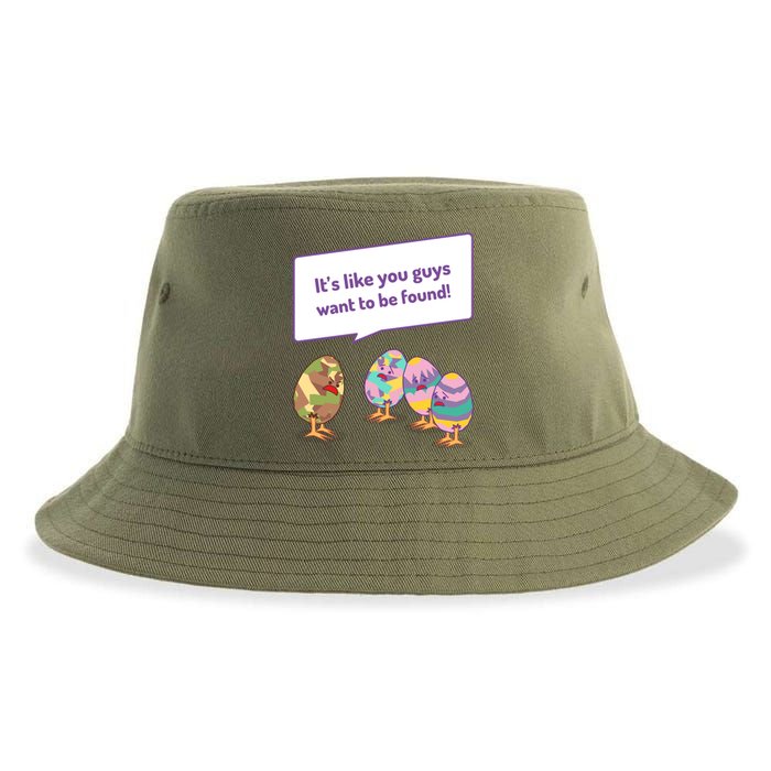 Easter Egg Hunt Funny Camo Eggs Want To Be Found Sustainable Bucket Hat