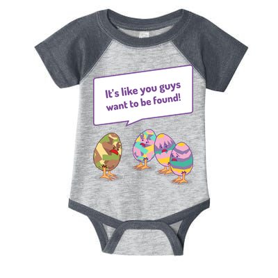 Easter Egg Hunt Funny Camo Eggs Want To Be Found Infant Baby Jersey Bodysuit