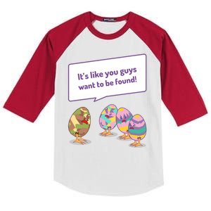 Easter Egg Hunt Funny Camo Eggs Want To Be Found Kids Colorblock Raglan Jersey