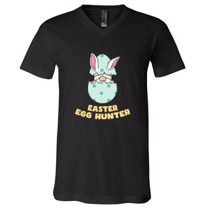 Easter Egg Hunter Gnome Ear Bunny Easter Day Gift V-Neck T-Shirt