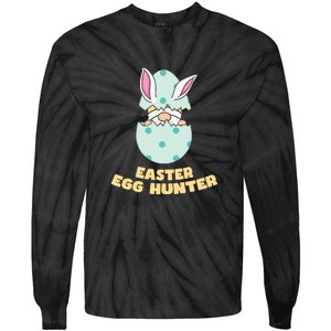 Easter Egg Hunter Gnome Ear Bunny Easter Day Gift Tie-Dye Long Sleeve Shirt