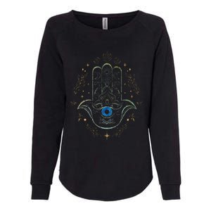 Evil Eye Hamsa Hand Nazar Amulet Protection Celestial Yoga Womens California Wash Sweatshirt