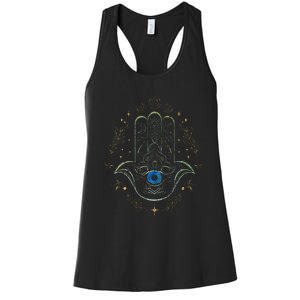 Evil Eye Hamsa Hand Nazar Amulet Protection Celestial Yoga Women's Racerback Tank