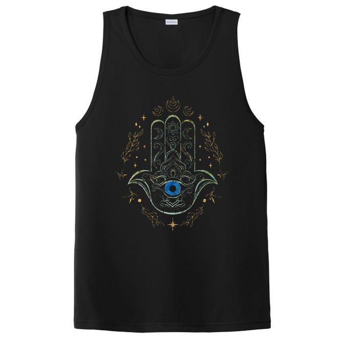 Evil Eye Hamsa Hand Nazar Amulet Protection Celestial Yoga PosiCharge Competitor Tank