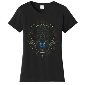 Evil Eye Hamsa Hand Nazar Amulet Protection Celestial Yoga Women's T-Shirt