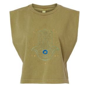 Evil Eye Hamsa Hand Nazar Amulet Protection Celestial Yoga Garment-Dyed Women's Muscle Tee