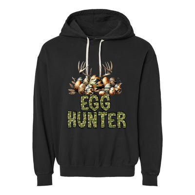 Easter Egg Hunter Camo Funny Eggs Deer Garment-Dyed Fleece Hoodie