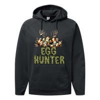 Easter Egg Hunter Camo Funny Eggs Deer Performance Fleece Hoodie