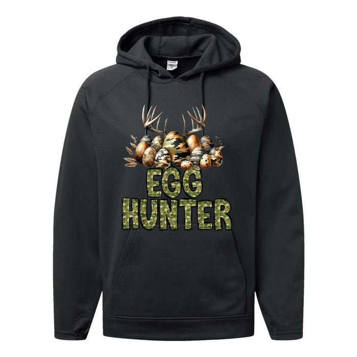 Easter Egg Hunter Camo Funny Eggs Deer Performance Fleece Hoodie