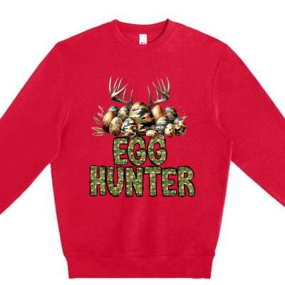 Easter Egg Hunter Camo Funny Eggs Deer Premium Crewneck Sweatshirt