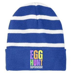 Easter Egg Hunt Supervisor Funny Mom Dad Striped Beanie with Solid Band