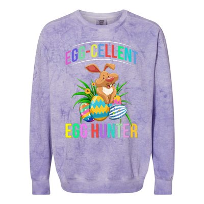 Egg-cellent Egg Hunter Happy Easter Bunny Eggs Colorblast Crewneck Sweatshirt