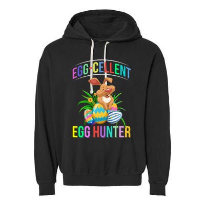 Egg-cellent Egg Hunter Happy Easter Bunny Eggs Garment-Dyed Fleece Hoodie