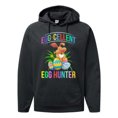 Egg-cellent Egg Hunter Happy Easter Bunny Eggs Performance Fleece Hoodie