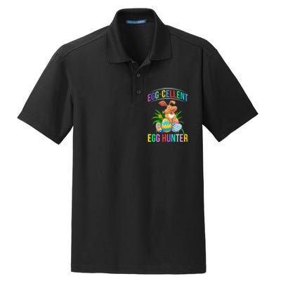 Egg-cellent Egg Hunter Happy Easter Bunny Eggs Dry Zone Grid Polo