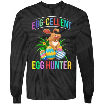 Egg-cellent Egg Hunter Happy Easter Bunny Eggs Tie-Dye Long Sleeve Shirt