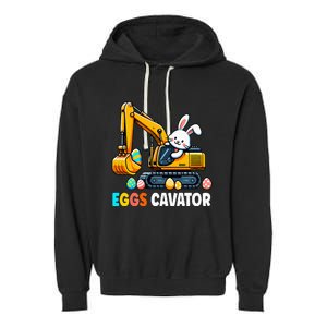 Eggscavator Egg Hunting Bunny Easter Day Garment-Dyed Fleece Hoodie