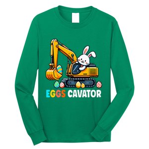 Eggscavator Egg Hunting Bunny Easter Day Long Sleeve Shirt