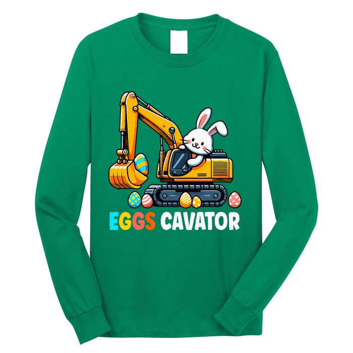 Eggscavator Egg Hunting Bunny Easter Day Long Sleeve Shirt