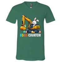 Eggscavator Egg Hunting Bunny Easter Day V-Neck T-Shirt