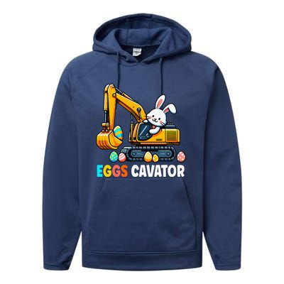 Eggscavator Egg Hunting Bunny Easter Day Performance Fleece Hoodie