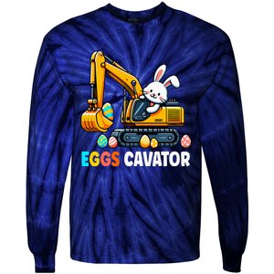 Eggscavator Egg Hunting Bunny Easter Day Tie-Dye Long Sleeve Shirt