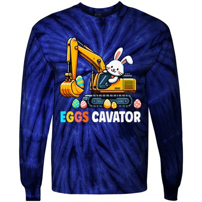 Eggscavator Egg Hunting Bunny Easter Day Tie-Dye Long Sleeve Shirt