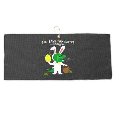 Eastrawr Egg Hunter Certified Eggspert Easter T Rex Dinosaur Gift Large Microfiber Waffle Golf Towel