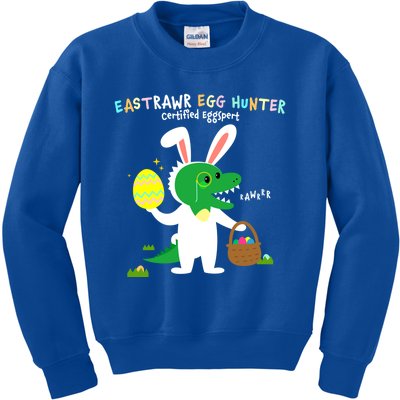 Eastrawr Egg Hunter Certified Eggspert Easter T Rex Dinosaur Gift Kids Sweatshirt