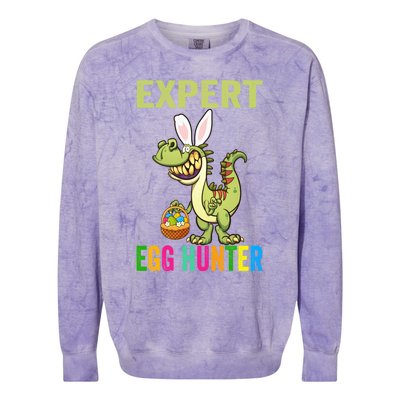 Expert Egg Hunter T Rex Dinosaur Bunny Easter Meaningful Gift Colorblast Crewneck Sweatshirt