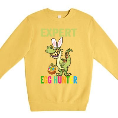 Expert Egg Hunter T Rex Dinosaur Bunny Easter Meaningful Gift Premium Crewneck Sweatshirt