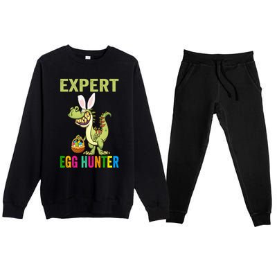 Expert Egg Hunter T Rex Dinosaur Bunny Easter Meaningful Gift Premium Crewneck Sweatsuit Set