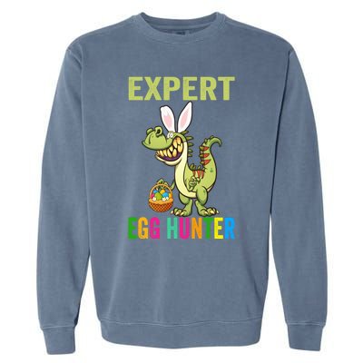 Expert Egg Hunter T Rex Dinosaur Bunny Easter Meaningful Gift Garment-Dyed Sweatshirt