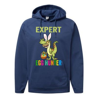 Expert Egg Hunter T Rex Dinosaur Bunny Easter Meaningful Gift Performance Fleece Hoodie