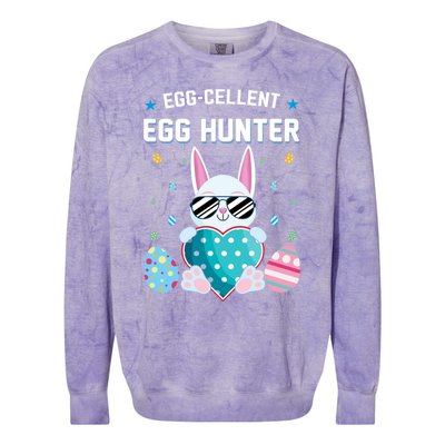 Egggiftcellent Egg Hunter Cute Bunny Funny Easter Day Gift Colorblast Crewneck Sweatshirt