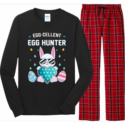 Egggiftcellent Egg Hunter Cute Bunny Funny Easter Day Gift Long Sleeve Pajama Set