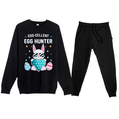 Egggiftcellent Egg Hunter Cute Bunny Funny Easter Day Gift Premium Crewneck Sweatsuit Set