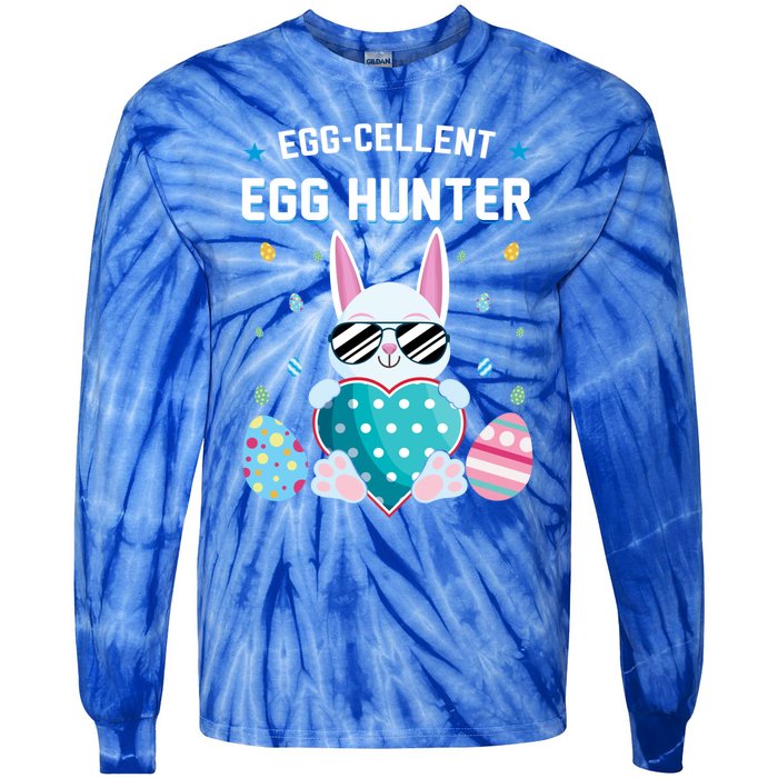 Egggiftcellent Egg Hunter Cute Bunny Funny Easter Day Gift Tie-Dye Long Sleeve Shirt