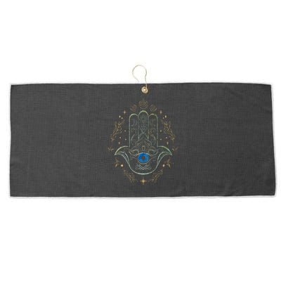 Evil Eye Hamsa Hand Nazar Amulet Protection Celestial Yoga Large Microfiber Waffle Golf Towel