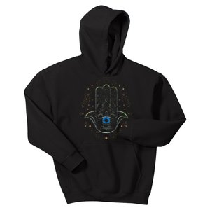 Evil Eye Hamsa Hand Nazar Amulet Protection Celestial Yoga Kids Hoodie