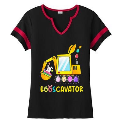 Easter Egg Hunt Funny EggsCavator Bunny Ladies Halftime Notch Neck Tee