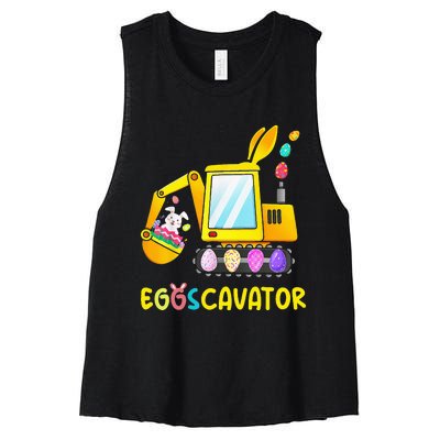 Easter Egg Hunt Funny EggsCavator Bunny Women's Racerback Cropped Tank