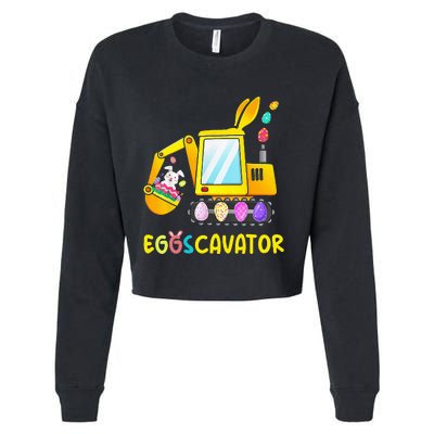 Easter Egg Hunt Funny EggsCavator Bunny Cropped Pullover Crew