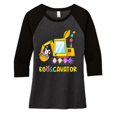 Easter Egg Hunt Funny EggsCavator Bunny Women's Tri-Blend 3/4-Sleeve Raglan Shirt