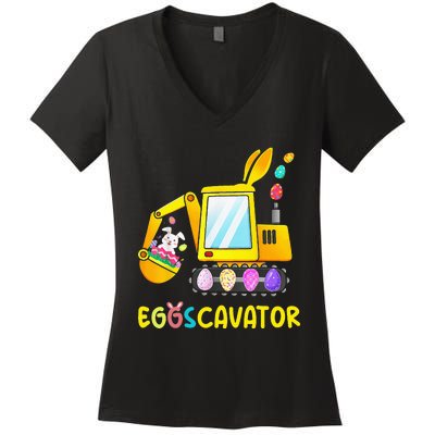 Easter Egg Hunt Funny EggsCavator Bunny Women's V-Neck T-Shirt