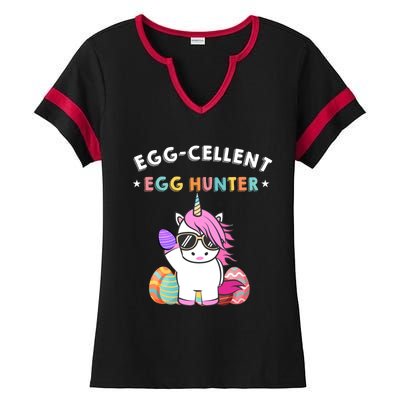 Egggiftcellent Egg Hunter Easter Unicorn Costume Funny Gift Ladies Halftime Notch Neck Tee