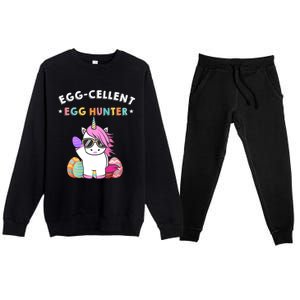 Egggiftcellent Egg Hunter Easter Unicorn Costume Funny Gift Premium Crewneck Sweatsuit Set