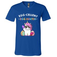 Egggiftcellent Egg Hunter Easter Unicorn Costume Funny Gift V-Neck T-Shirt