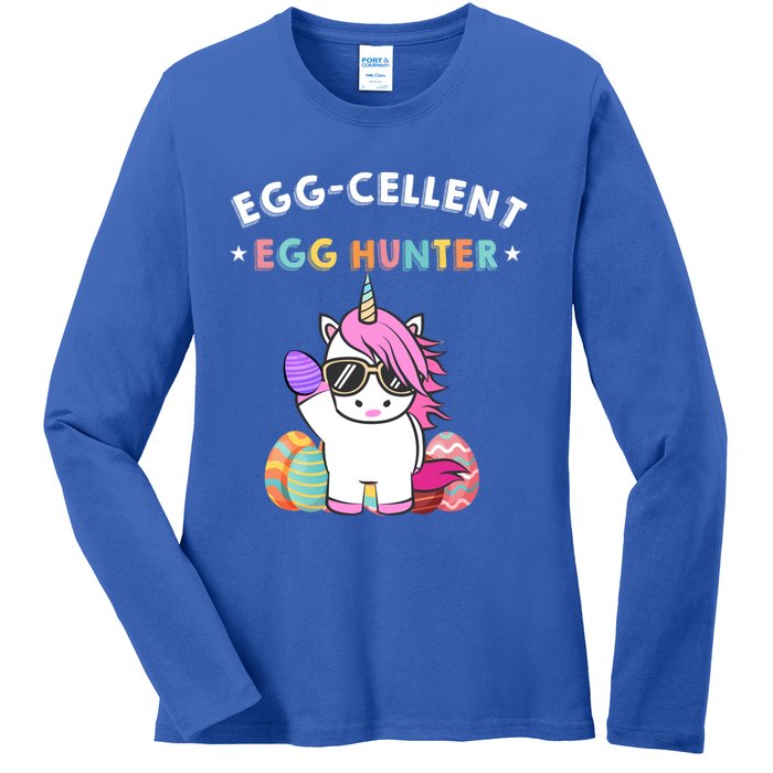 Egggiftcellent Egg Hunter Easter Unicorn Costume Funny Gift Ladies Long Sleeve Shirt